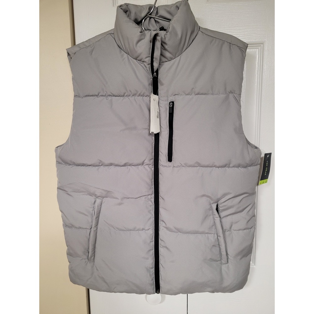 Tek Gear Mens Puffer Vest Insulated Sleeveless Jacket Gray Sz‎ S Zipper Pockets